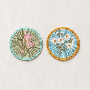 Gifts Under 50: Beaded Coaster | Set of 2 | Flora