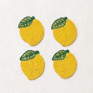 Gifts Under 50: Beaded Coaster | Set of 4 | Lemon