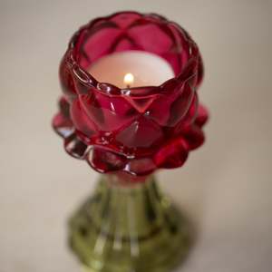 Just Added: Glass Tealight Holder | Zena | Pink + Green