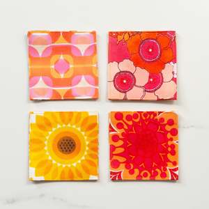 Canvas Coaster | 70's Orange | Set/4