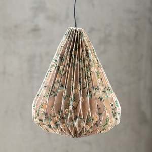 Pleated | Paper Light Shade | Teardrop | Natural Floral