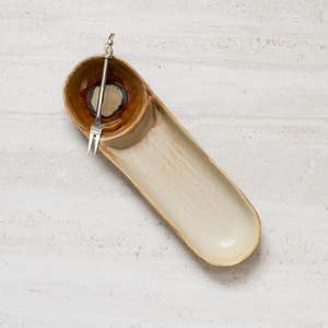 Miya Ceramic Olive Dish | Toffee + Natural