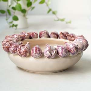 Ceramic Fig Bowl | Ivory + Aubergine