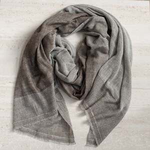 Scarves: Cashmere Scarf | Brown Grey Check