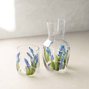 Glass Carafe Set | Hand Painted | Wisteria Geisha