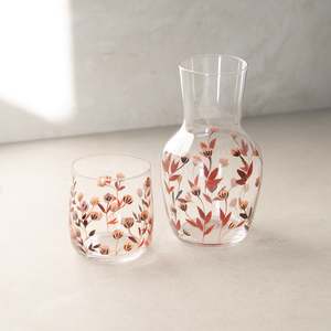 Just Added: Glass Carafe Set | Hand Painted | Autumn Vine