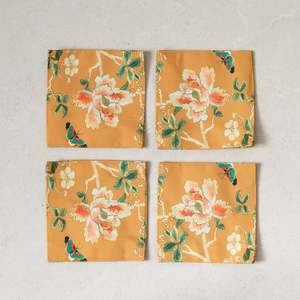 Canvas Coaster | Gold Chinoiserie | Set/4