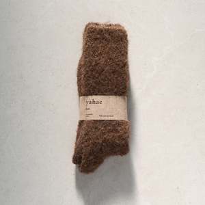 Yahae | Alpaca Loop Slipper Socks | Dark Brown