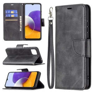Samsung Galaxy A22 5G Lambskin Texture Wallet Case Black - FoneBitz