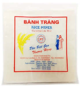 Rice Paper: Bánh Tráng vuông Hoàng Tuấn - RICE PAPER SQUARE 22CM 200G