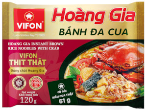 Instant Foods: Bánh Đa Cua Hoàng Gia Vifon Gói 120G (Hoang Gia Instant Brown Rice Noodles With Crab)