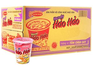 Instant Foods: Mì Hảo Hảo chua cay ly - 67g(Hao Hao instant noodles with Hot Pot Sauce & shirmp handy)