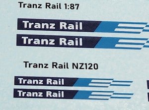 Tranz Rail decal set - 3 Foot 6 Models
