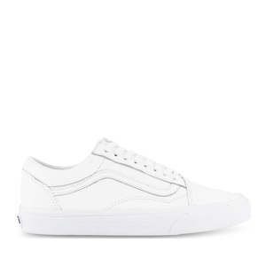 Vans For School: Vans Old Skool Adults Premium Leather White Unisex Clearance