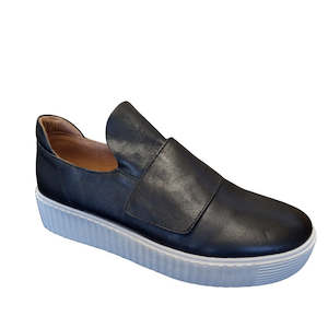 Alfie Evie: Alfie & Evie Denton Black Leather with a Slight Platform Sole