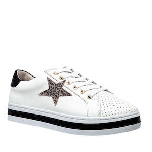 Alfie Evie: Alfie & Evie Pixie White Animal black Casual Shoe Lace Up Platform