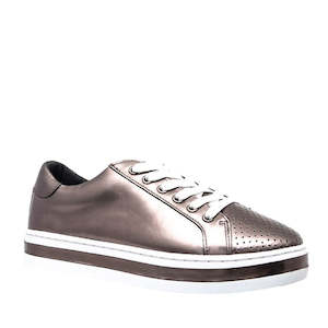 Alfie Evie: Alfie & Evie Paradise Pewter Leather Casual Shoe Lace Up Platform