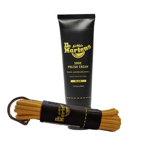 Shoe Care: Dr Martens Polish Black Plus 8-Up Yellow Laces