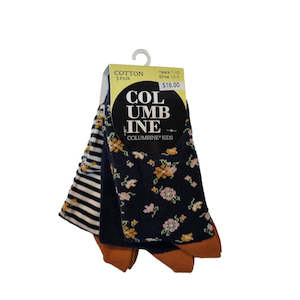Columbine: Socks Columbine 3 Pack Floral Navy