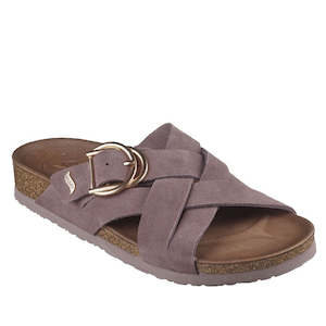 Skechers: Skechers Womens Arch Fit Granola Natural Hangout Slide Mauve Pink  Suede Upper