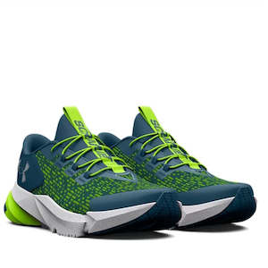 Under Armour: Under Armour Kids UA BPS Scramjet 5 AL Blue Green Bunge Lace