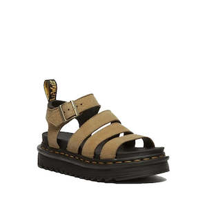 Dr Martens Sandals: Dr Martens Blaire Savannah Tan Tumled Nubuck 3 Strap Sandal