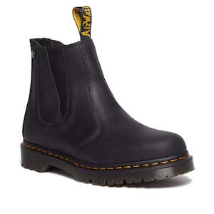 Dr Martens 2976 Chelsea Black Leather Pull On Boots: Dr Martens 2976 Alt Zip Chelsea Black Waxed Leather Boot