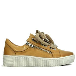 Eos Jovi The Leather Sneaker For This Season: EOS Jovi Leather Trainer Tan Lace Up with Zip
