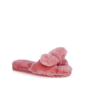 Womens Sheepskin Scuff Slippers By Emu: EMU Women's Naledi Mineral Red Slipper w/Bow NOT RETURNABLE