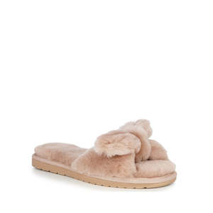 Womens Sheepskin Scuff Slippers By Emu: EMU Women's Naledi Camel Slipper w/Bow NOT RETURNABLE