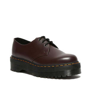Dr Martens 1461 3 Eye Oxford Shoes: Dr Martens- 1461 Quad Burgundy Red Smooth Leather Oxford Shoe
