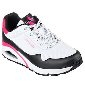 Skechers Clearance: Skechers Uno Back Lit White Neon Womens Trainer