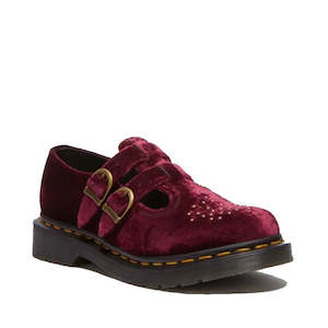 Dr Martens Doc: Dr Martens 8065 2 Strap Mary Jane Vegan Cherry Red Velvet