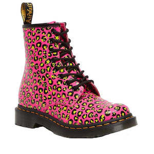 Dr Martens 1460 8 Eye Boots: Dr Martens 1460 Loud Leopard Clash Pink 8 Eye Boot