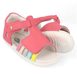 Bobux Toddlers Mirror Step Up Sandal: Bobux Step Up Mirror Leather Sandal Guava Bright Pink Rainbow 727341