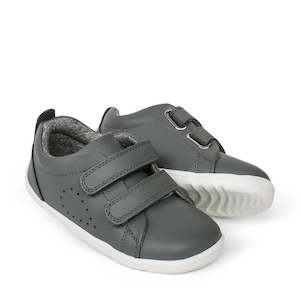 Toddlers First Walker Grass Court Leather Trainers Step Ups: Bobux Step Up First Shoes Grass Court Trainer 728913 Smoke Grey