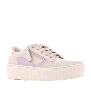 Alfie & Evie Rambo Womens Leather Sneaker Platform Off White Nude Combo