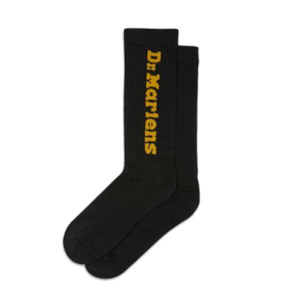 Dr Martens Doc: Dr Martens Socks Vertical Logo Unisex Black Yellow