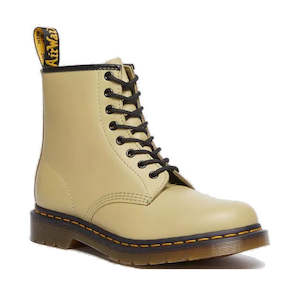 Dr Martens 1460 8 Eye Boots: Dr Martens 1460 Smooth Pale Olive 8 up Leather Boot
