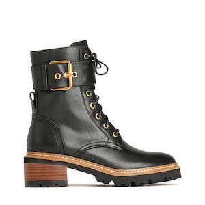 Eos: EOS Line Black Womens Leather Boot Combat Style