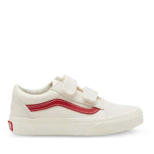 Vans: Vans Kids Old Skool V Youths Marshmallow/Racing Red NOT RETURNABLE