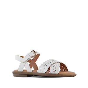 Clarks - Girls Hallie White Sandals E Average Width