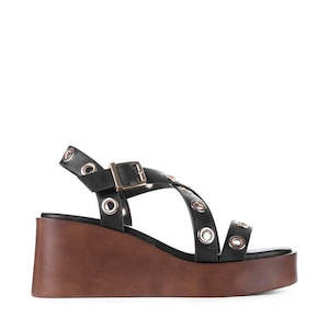 Los Cabos Lagos Black Womens Wedge Heel Sandal