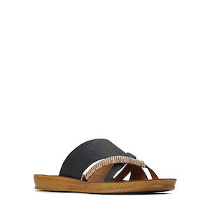 Los Cabos Bride Black Flat Slide Sandal