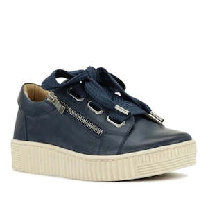 Eos Jovi The Leather Sneaker For This Season: EOS Jovi Leather Trainer Navy Lace Up with Zip