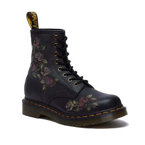 Dr Martens 1460 8 Eye Boots: Dr Martens - 1460 Decayed Roses Womens Black Boot