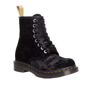 Dr Martens 1460 8 Eye Boots: Dr Martens 1460 Vegan Black Crushed Velvet 8 Eye Boot