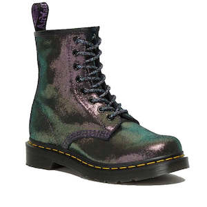 Dr Martens 1460 8 Eye Boots: Dr Martens 1460 Disco Iridescent Suede Purple Gold Black LAST ONE wmns 5 uk3