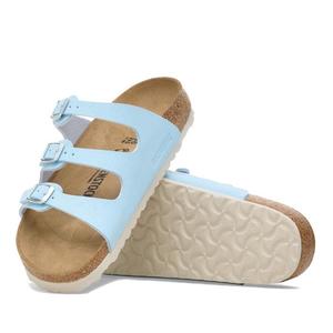 Birkenstock: Birkenstock Florida Finished Sky Blue Birkibuc Regular Width