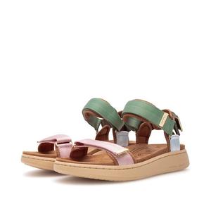 Woden Line Women's 3 Strap Sandal Algae Multi Pink Green